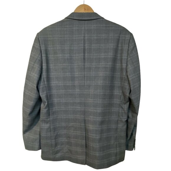 Nautica Mens Blazer 44L Gray Glen Plaid All Season Sportcoat Polyester Blend All - Picture 3 of 12